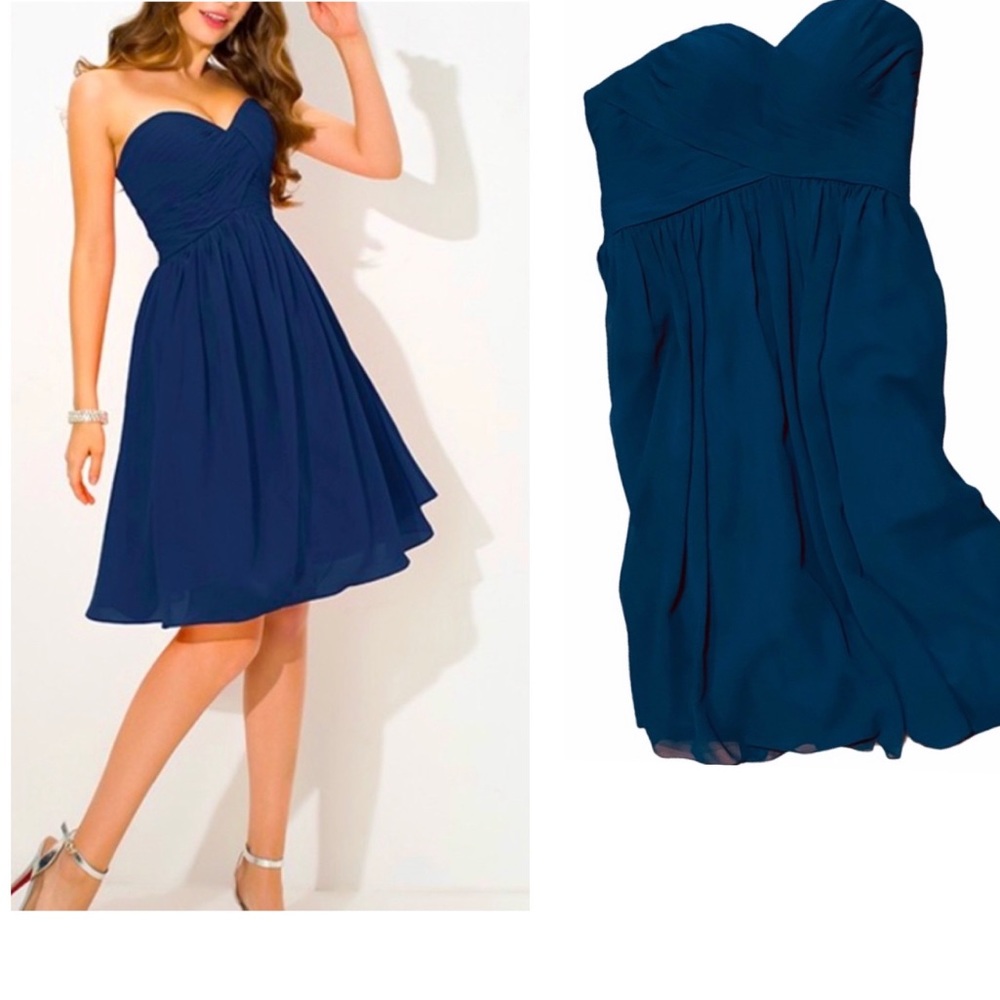AZAZIE A-Line Sleeveless Blue Chiffon Bridesmaid Dress Size: M